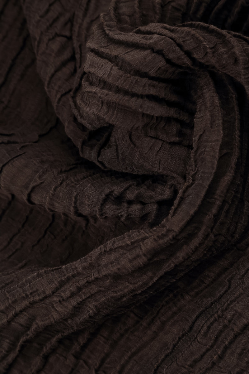 Ruched Hem Truffle Brown Crinkled Silk Linen Trousers 5