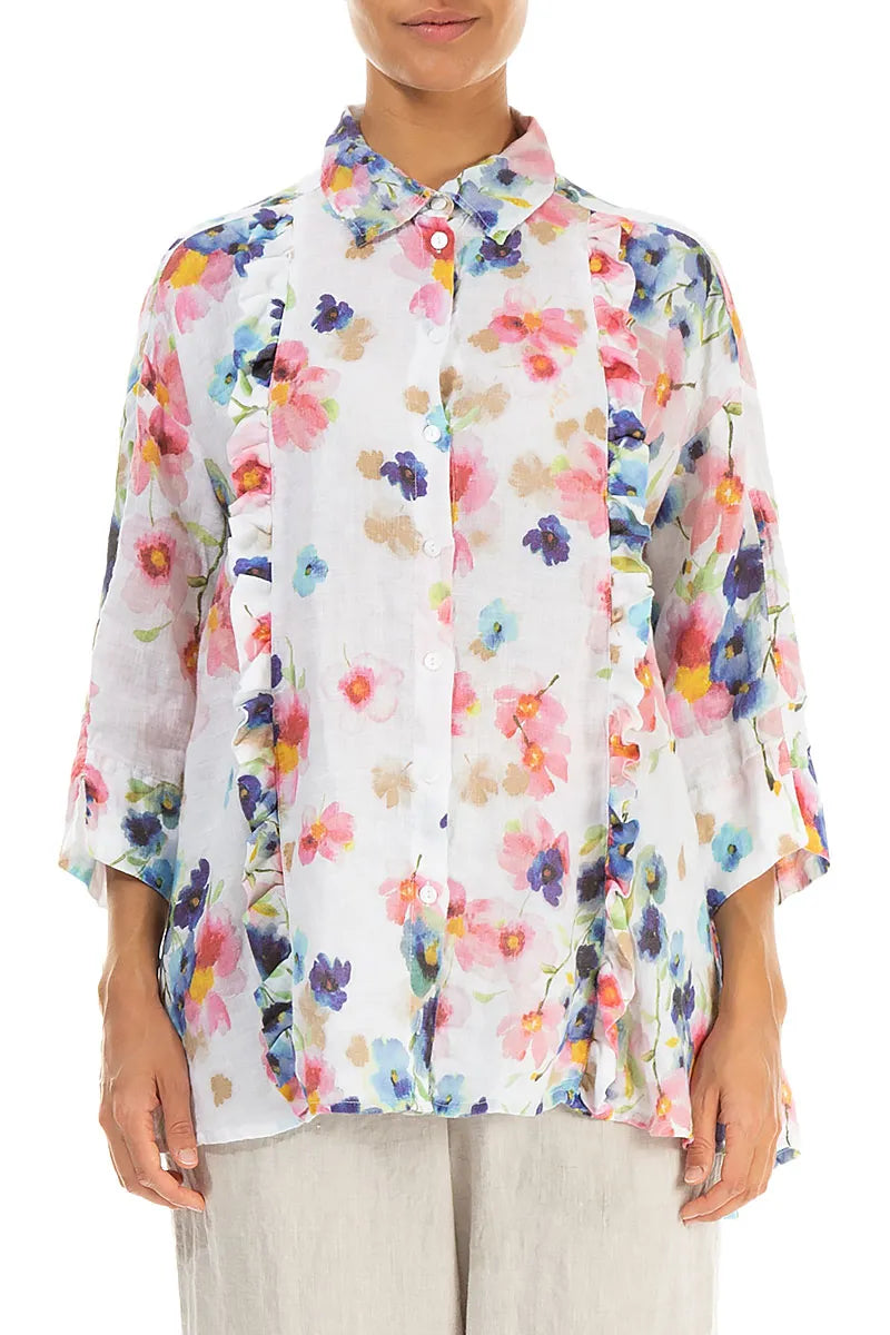 Ruffled Front Primrose Linen Shirt 1