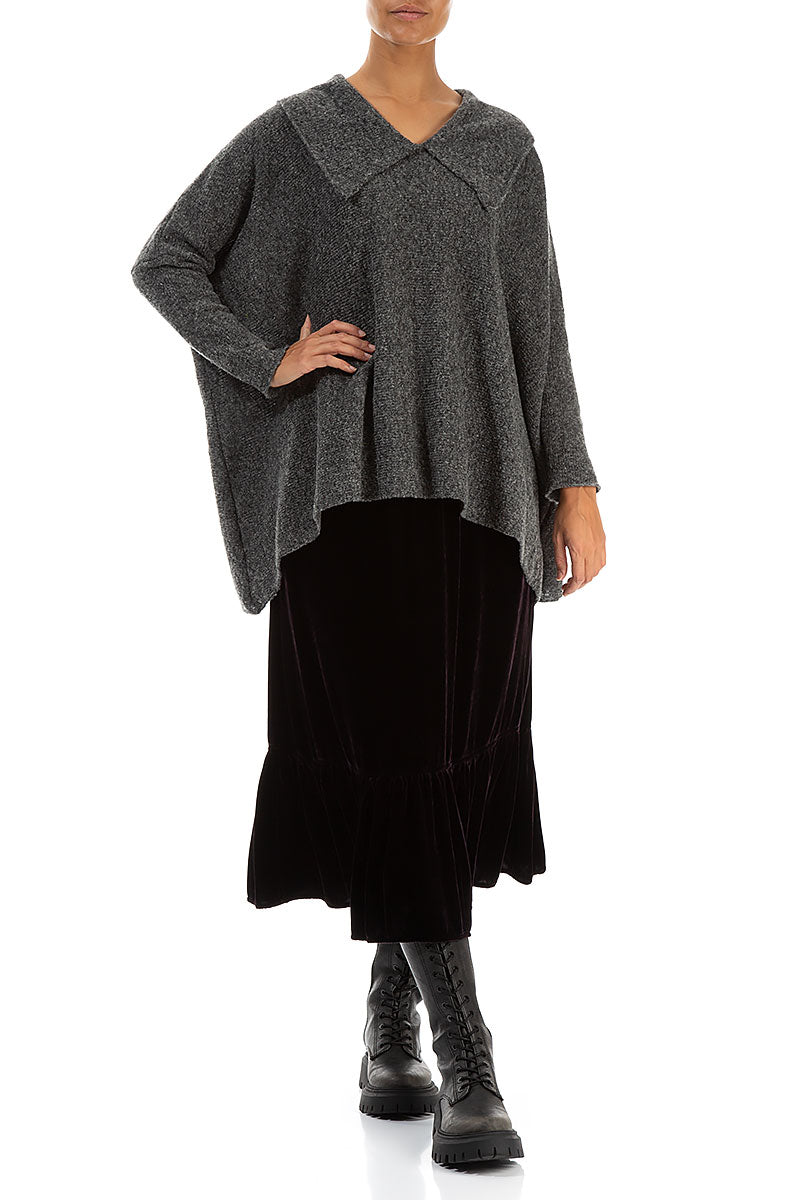 Ruffled Hemline Black Silk Velvet Skirt 4