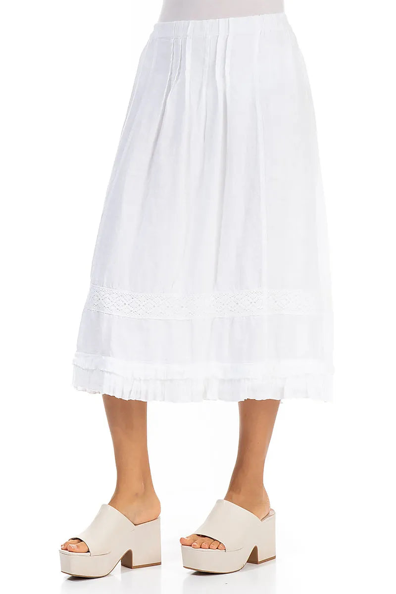 Ruffled Lace White Linen Skirt 3