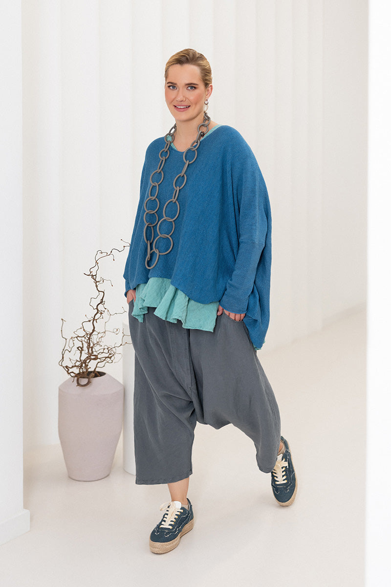 Ruffled Mint Gauze Linen Blouse 6