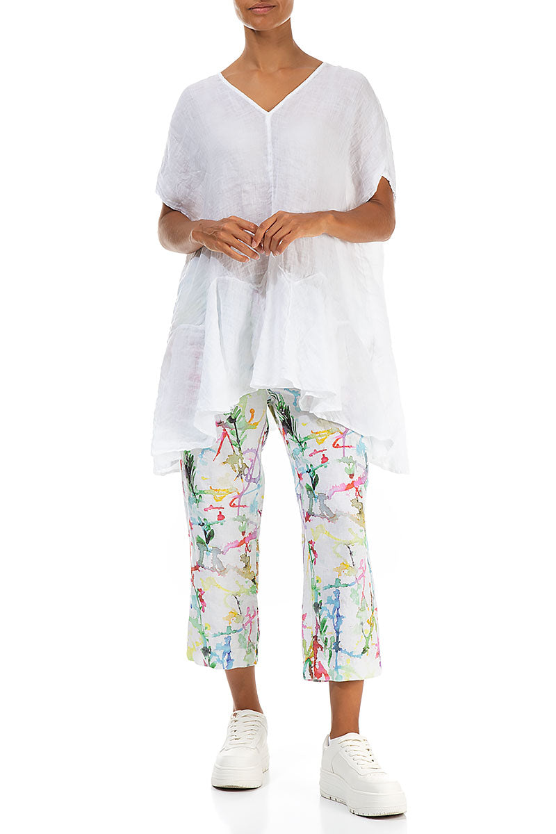 Ruffled White Gauze Linen Blouse 6