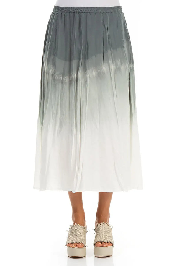Sage Ombré Crumpled Pure Silk Skirt 1