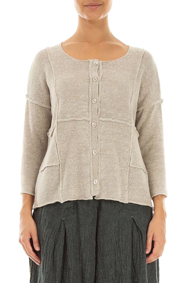 Seam Detail Natural Linen Cardigan 1