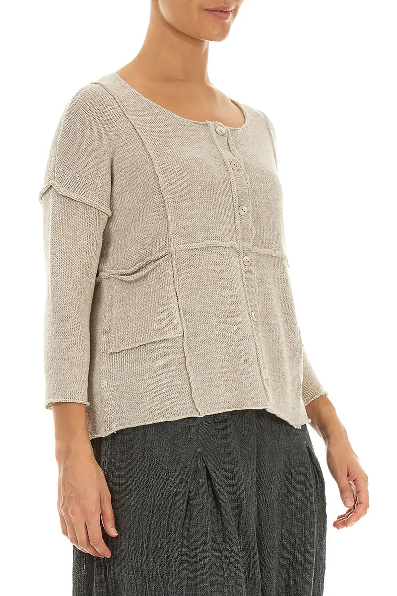 Seam Detail Natural Linen Cardigan 3