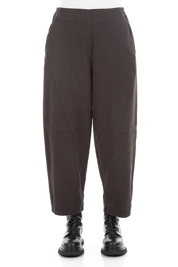 Seamed Warm Charcoal Stretch Cotton Trousers 1