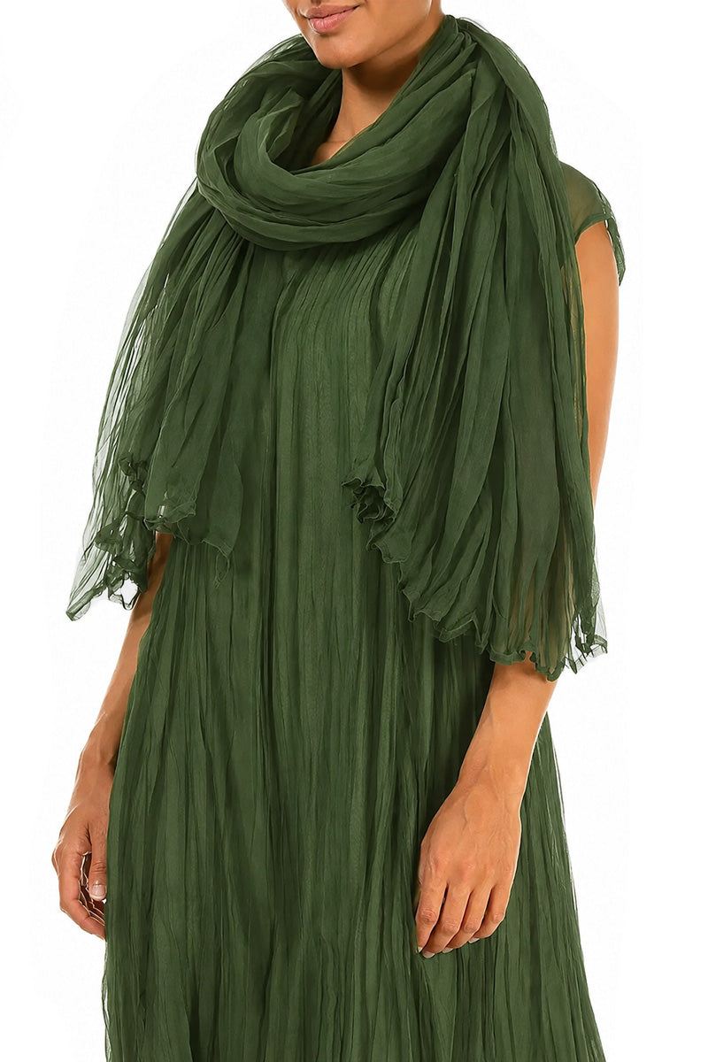 Shamrock Green Crumpled Silk Chiffon Scarf 3