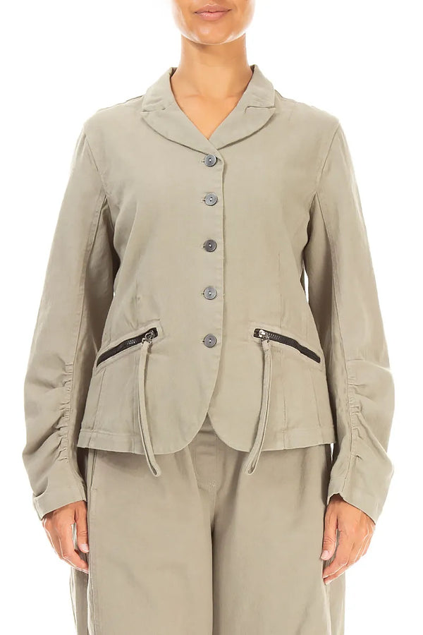 Shaped Olive Grey Stretch Cotton Jacket 1