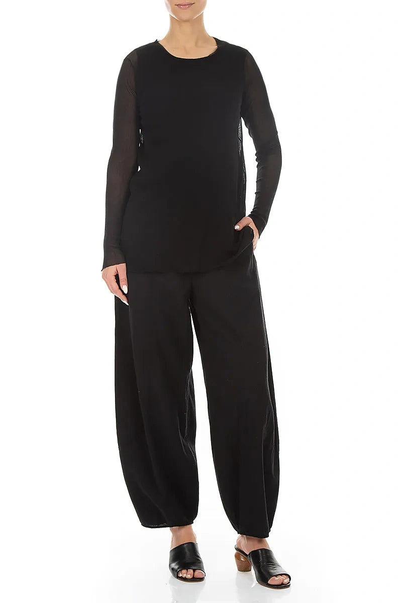 Sheer Black Mesh Soft Cotton Blouse 4