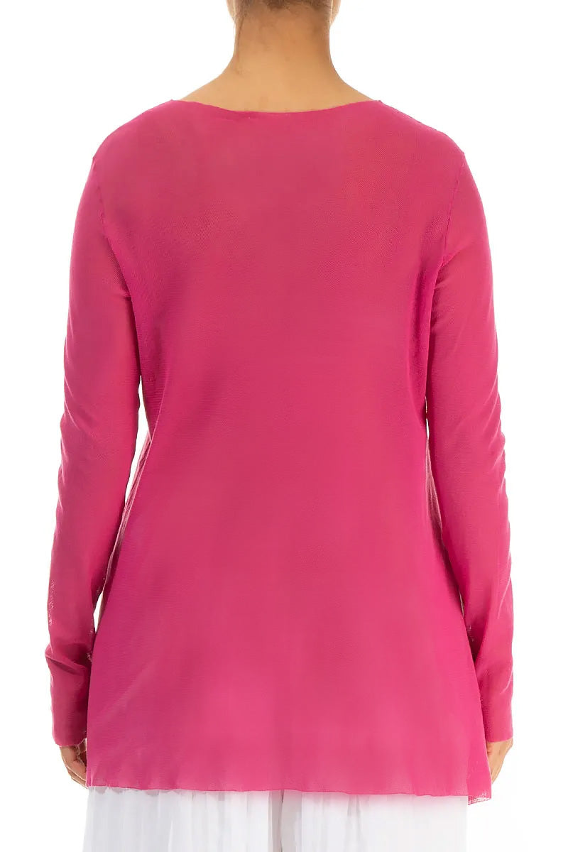 Sheer Fuchsia Mesh Soft Cotton Blouse 2