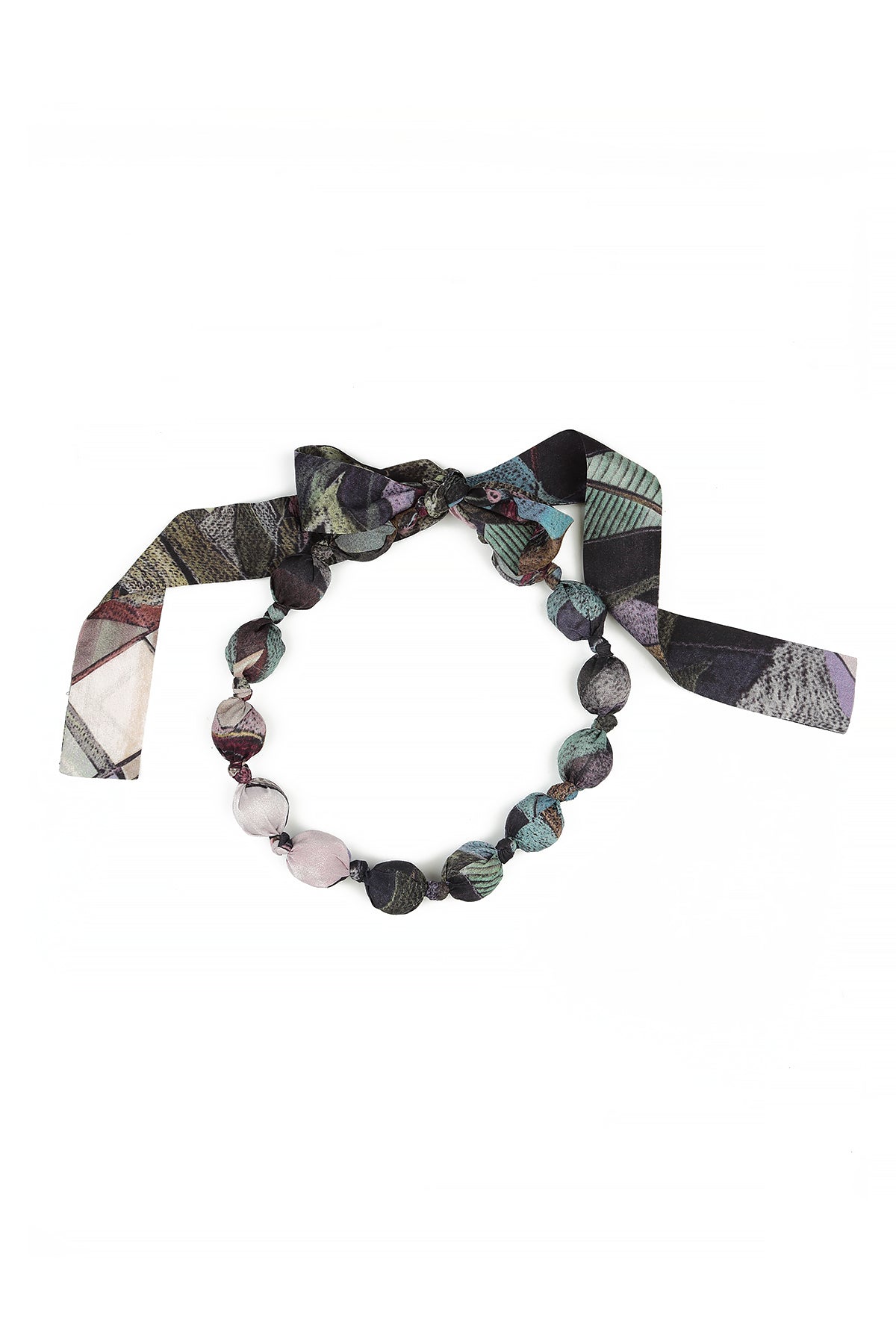Short Art Mosaic Silk Bamboo Bead Necklace 4