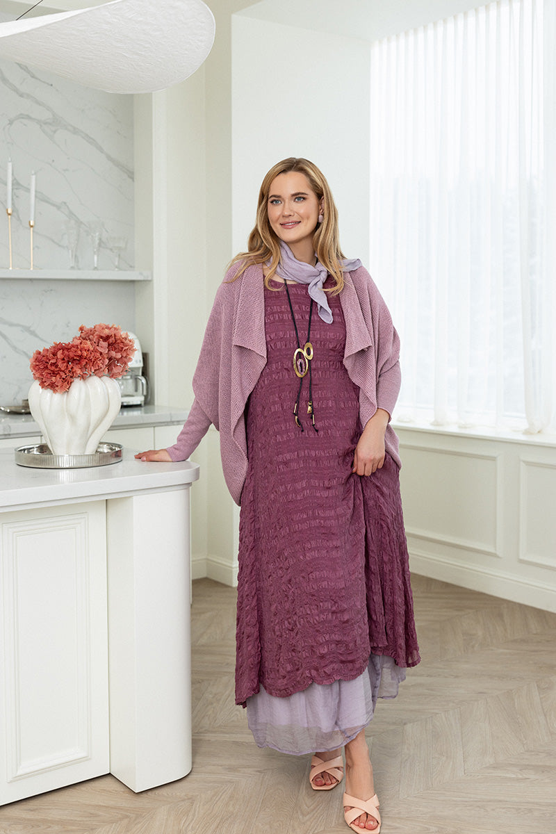 Short Sleeves Antique Ruby Light Silk Dress 7