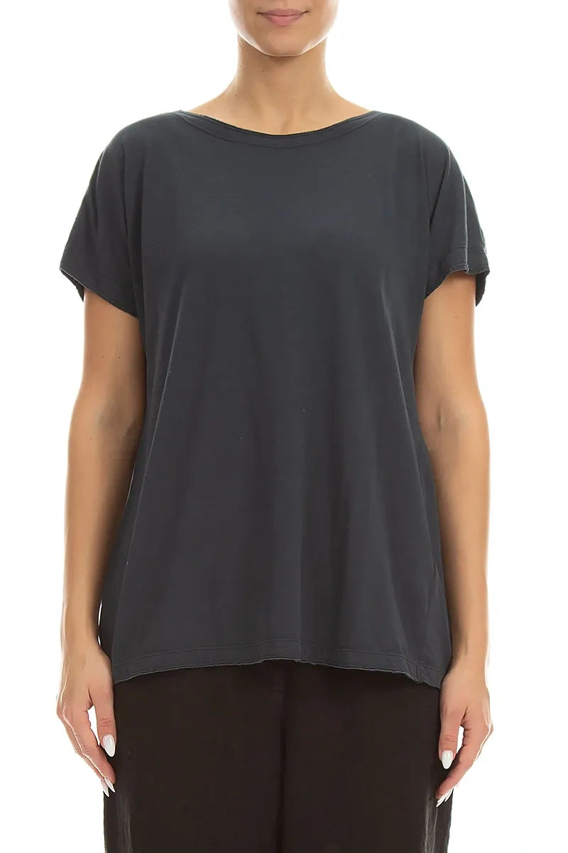Short Sleeves Graphite Cotton Top 1