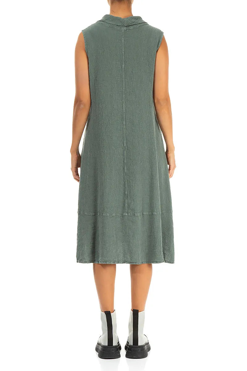 Side Pocket Sage Linen Viscose Dress 3