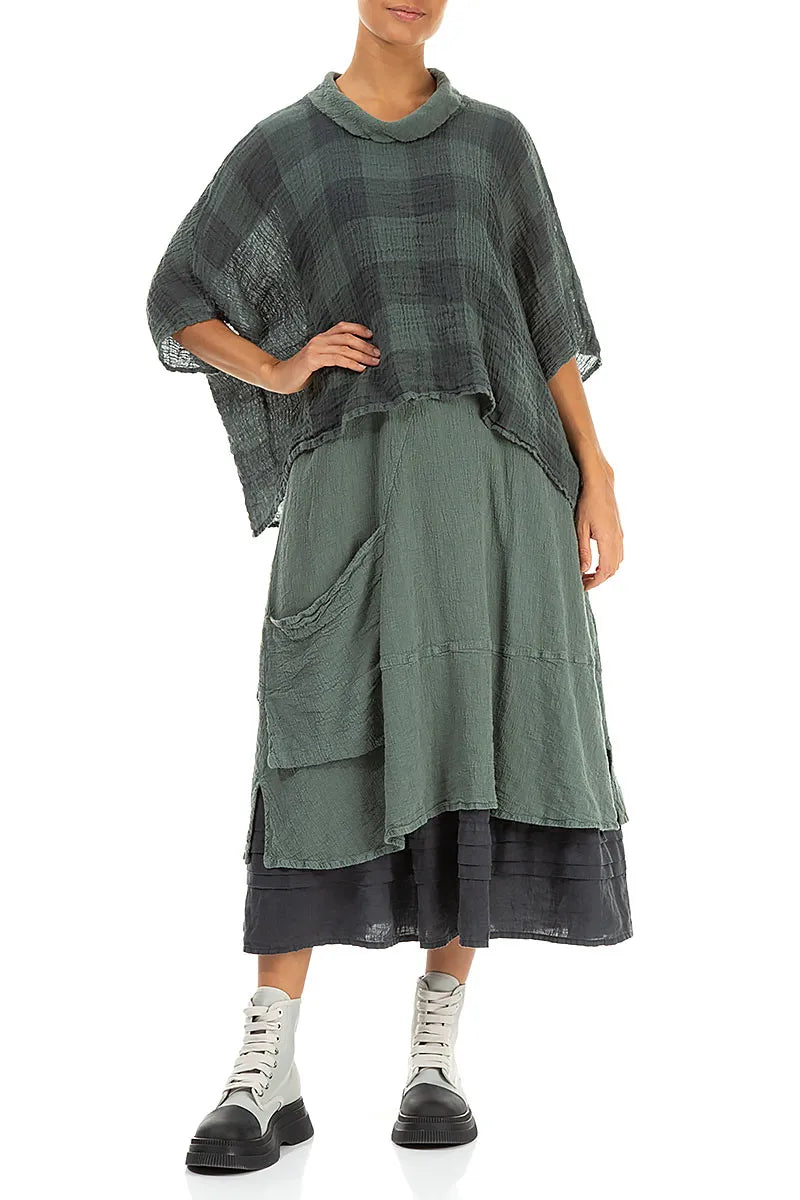 Side Pocket Sage Linen Viscose Dress 5