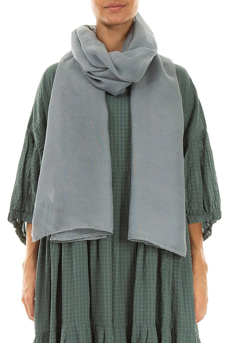 Silver Grey Silk Cotton Scarf 1