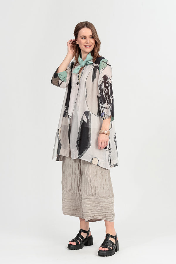 Single Button Tumbled Stone Silk Cotton Jacket 1
