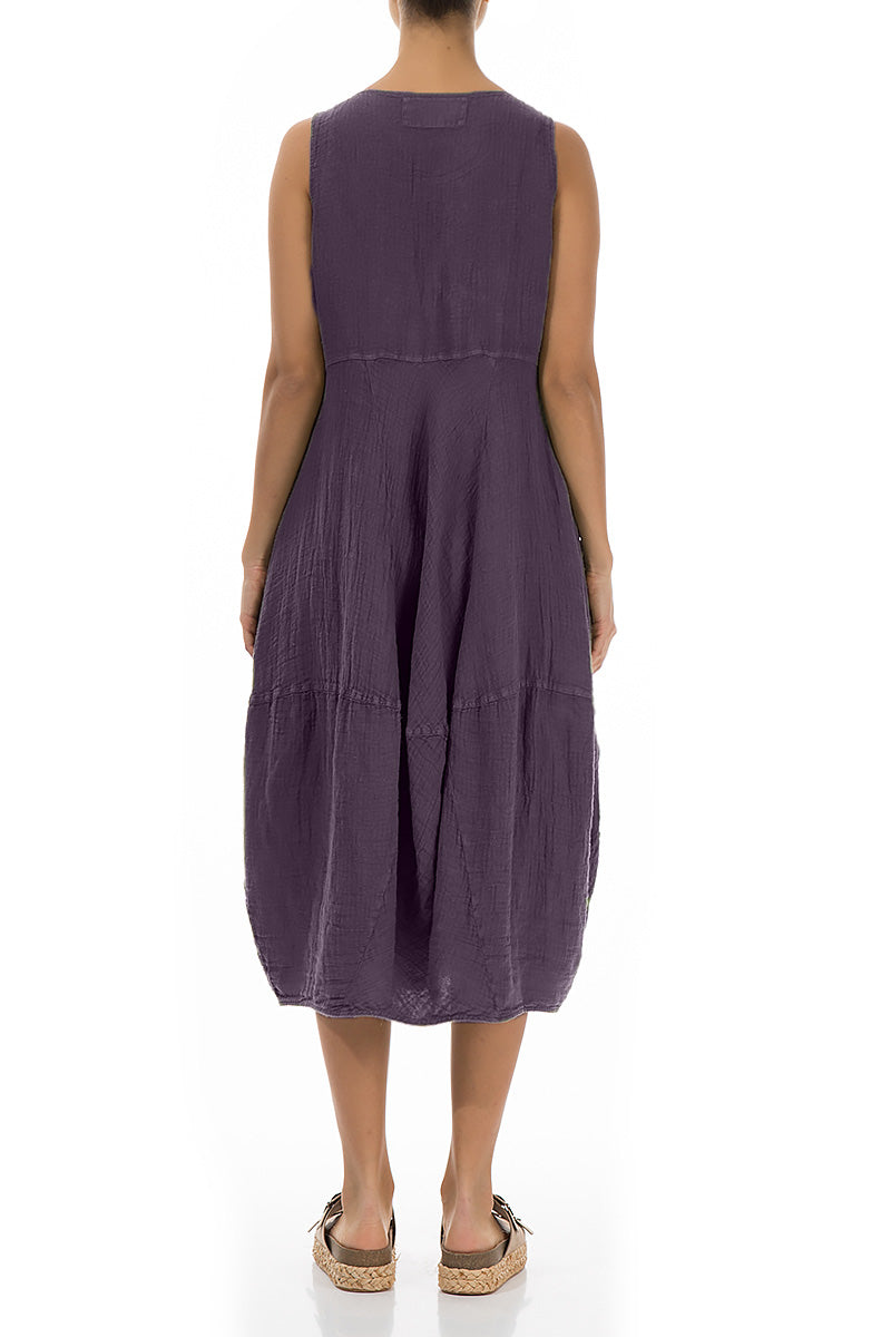 Sleeveless Balloon Amethyst Crêpe Linen Dress 2