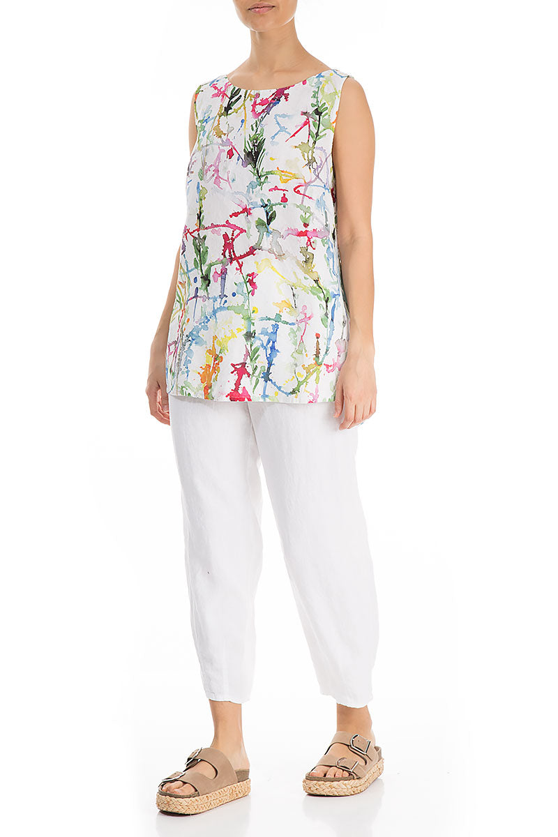 Sleeveless Colour Splash Linen Top 4