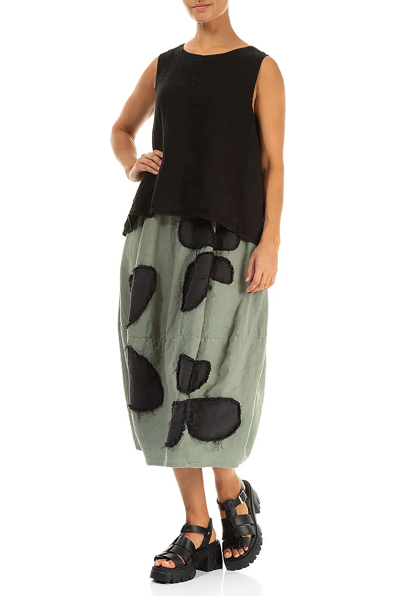 Sleeveless Flared Black Linen Top 4
