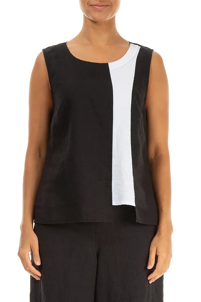 Sleeveless Two-Tone Linen Top 2
