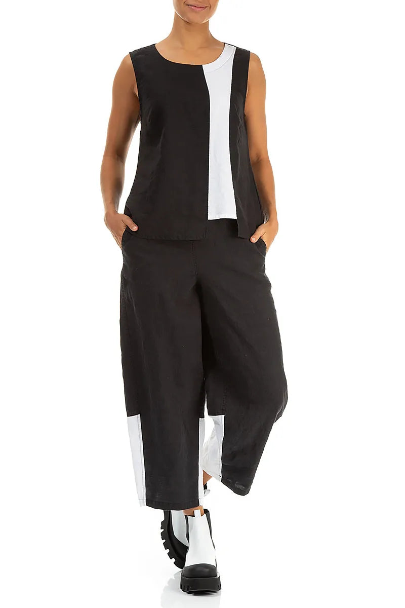Sleeveless Two-Tone Linen Top 5
