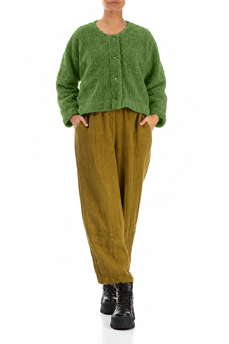 Veste teddy en Coton Vert trèfle à boutons-pression