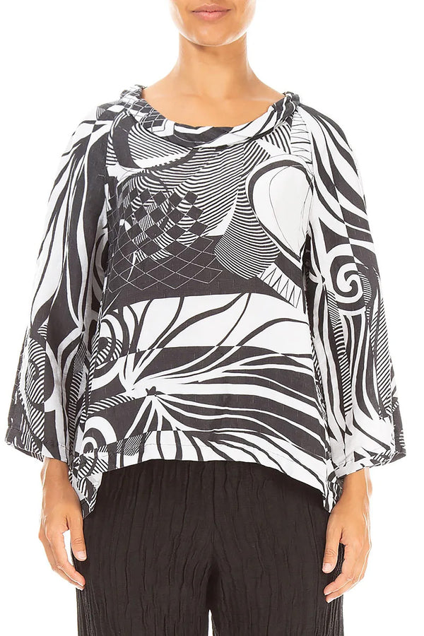 Soft Cowl Neck Orbit Textured Silk Blouse 1