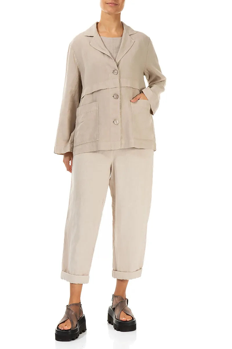 Softly Structured Beige Linen Jacket 4