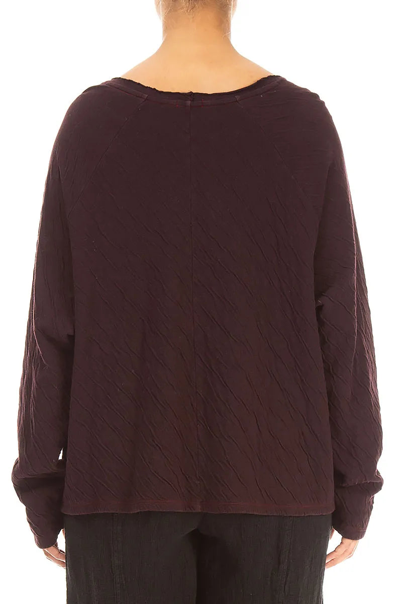 Spiral Detail Cherry Red Wavy Cotton Blouse 2