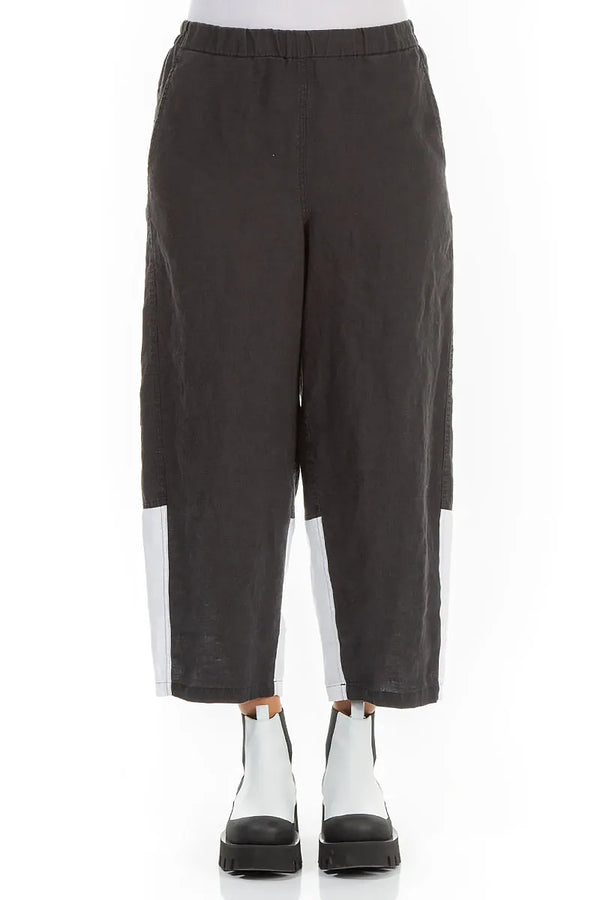 Straight Two-Tone Linen Trousers 1