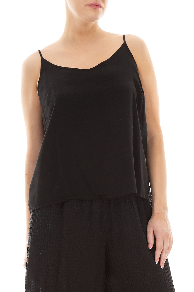 Strappy Black Silk Bamboo Camisole Top 3