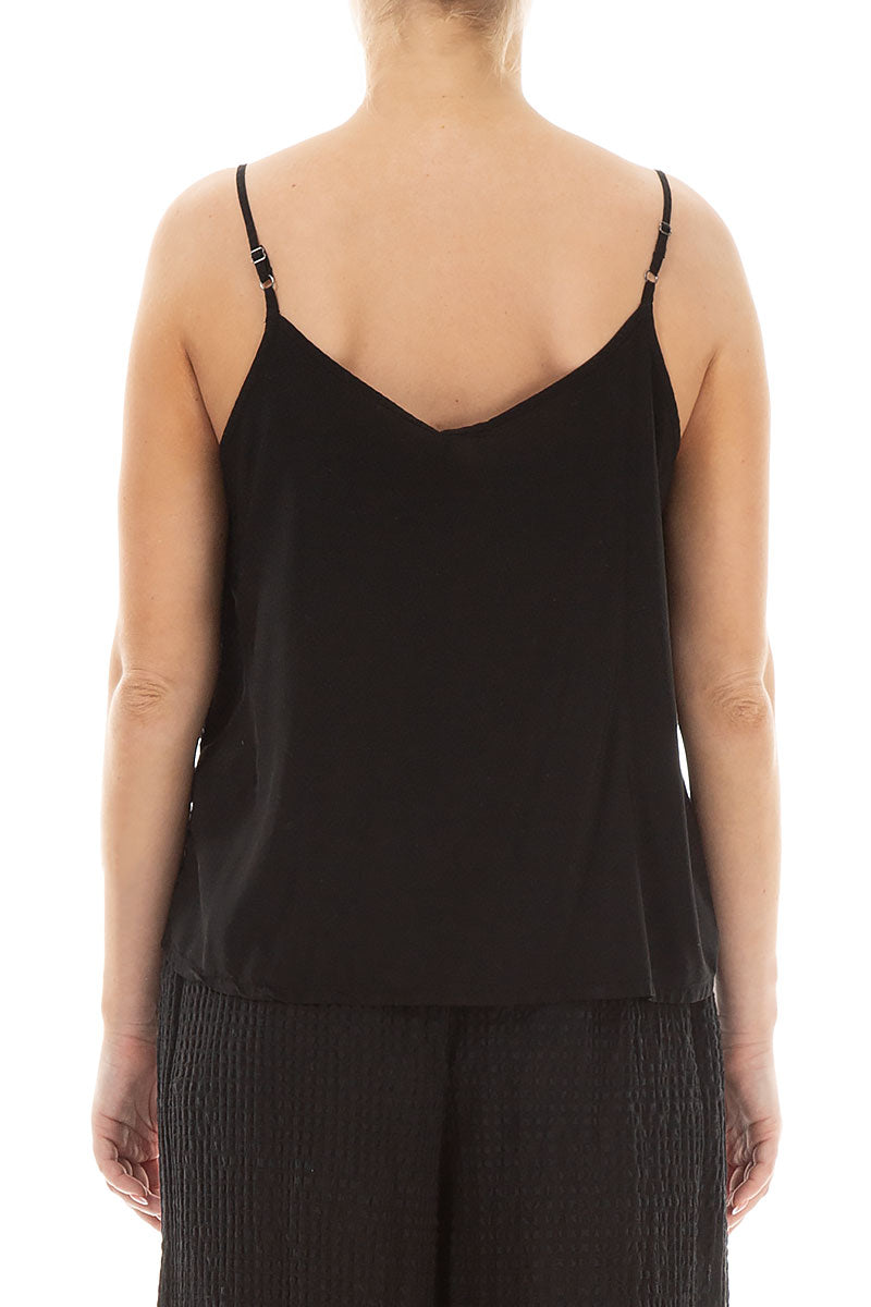 Strappy Black Silk Bamboo Camisole Top 2