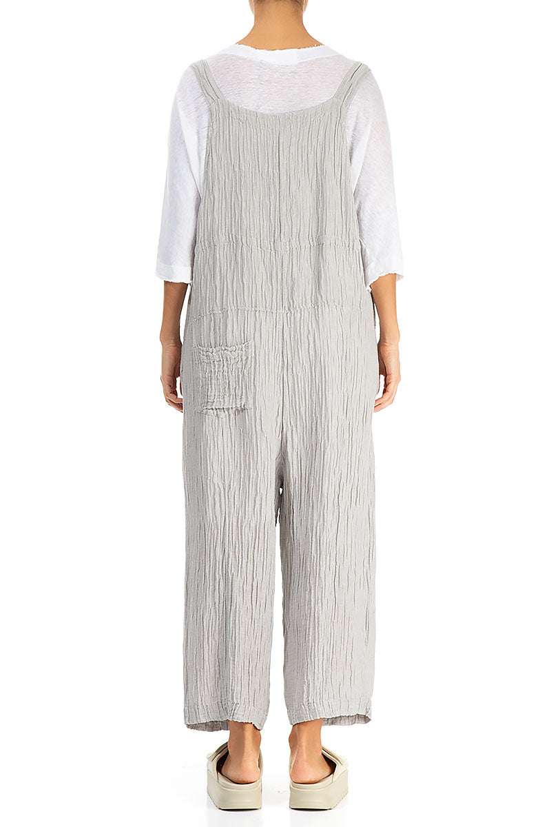 Strappy Crinkled Cream Silk Dungaree Jumpsuit 2