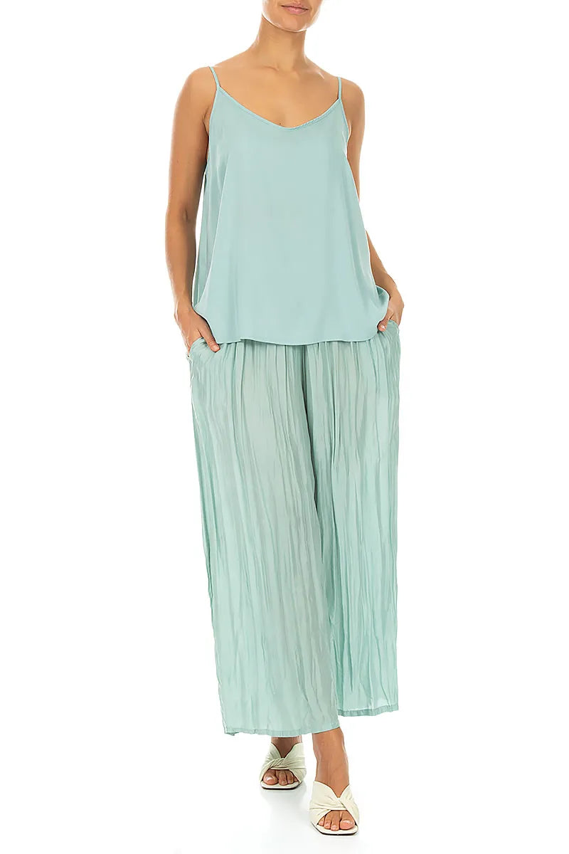 Strappy Mint Silk Bamboo Camisole Top 4