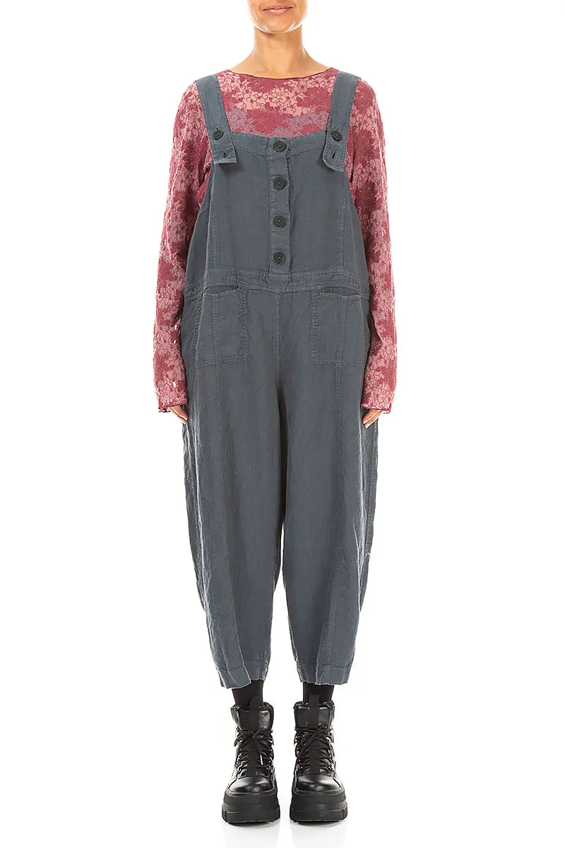 Strappy Slate Linen Jumpsuit 1