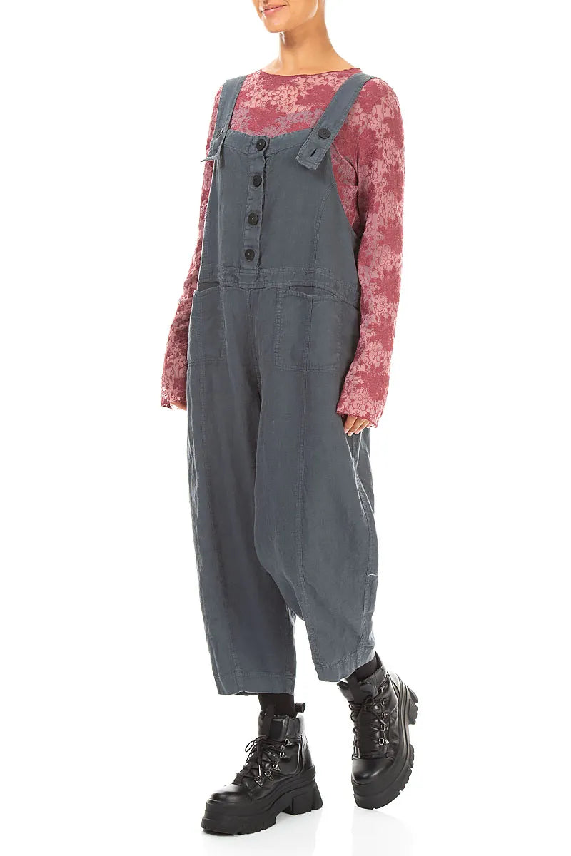 Strappy Slate Linen Jumpsuit 3