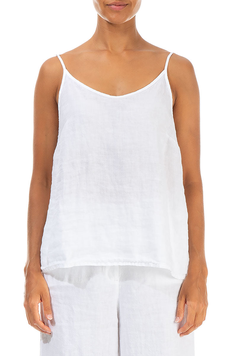 Strappy White Linen Camisole Top 1
