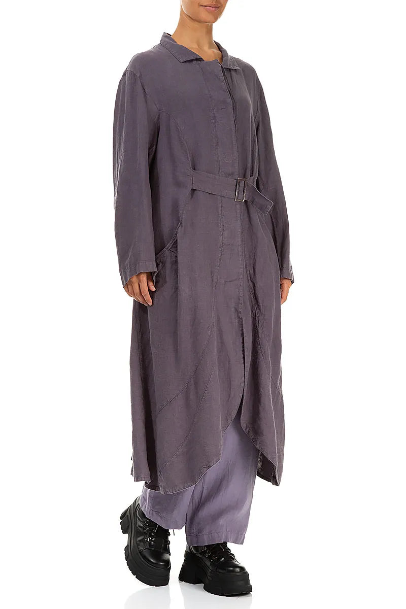 Stylish Flared Violet Linen Jacket 3