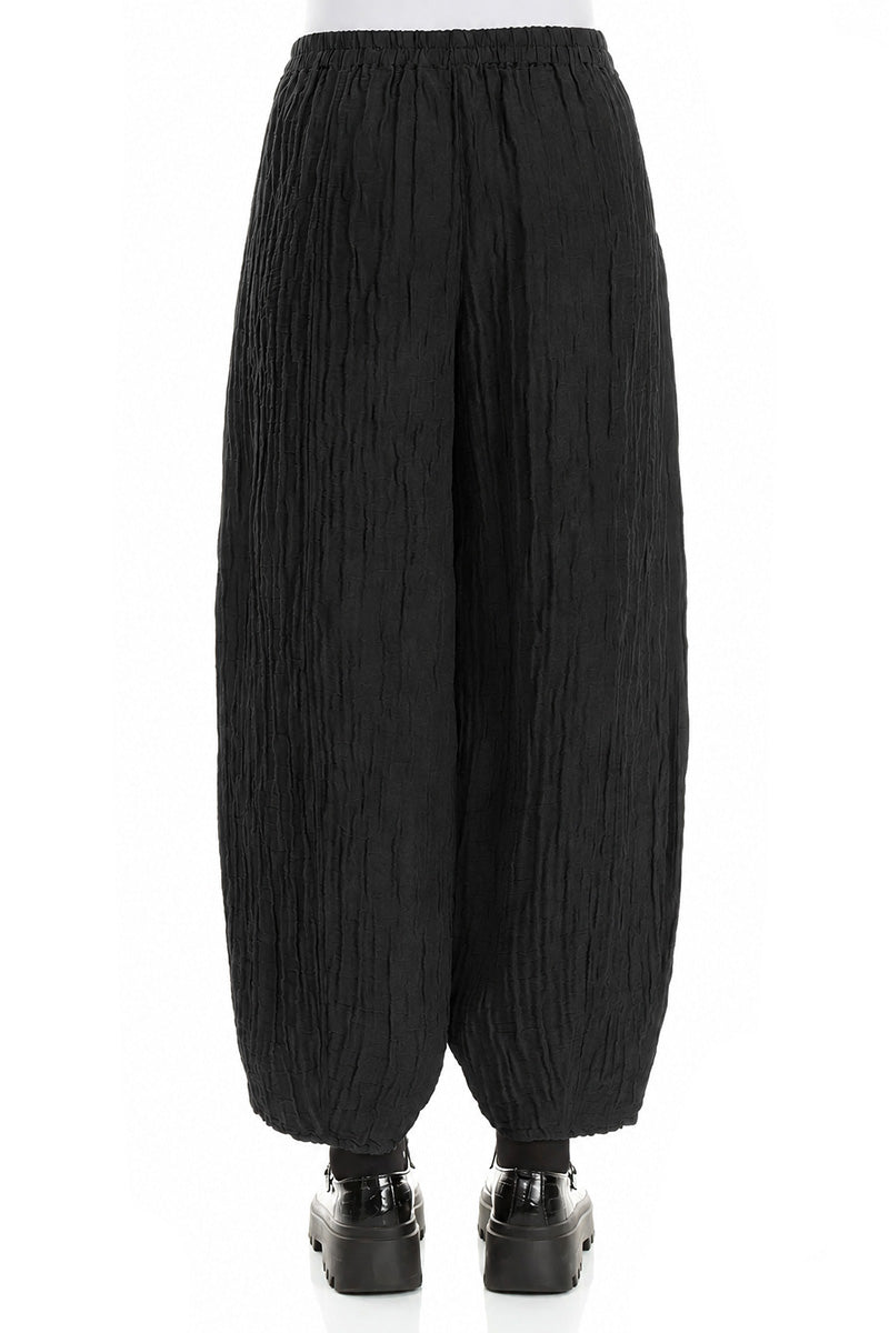 Taper Black Crinkled Trousers 2
