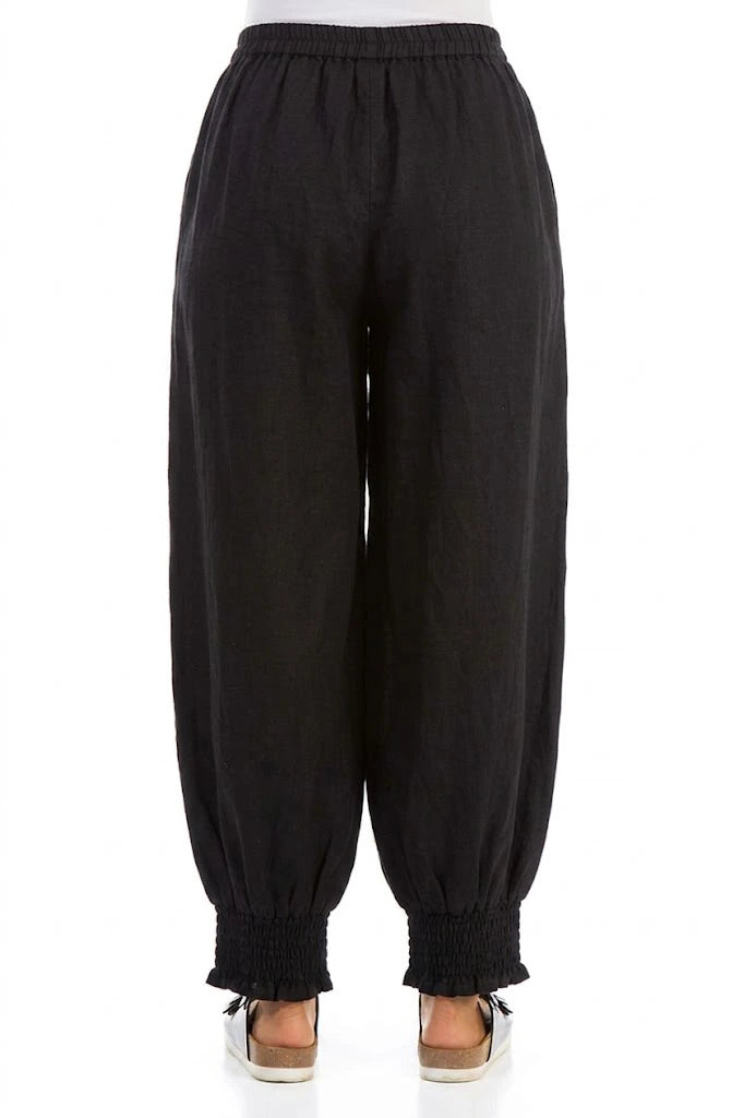 Taper Black Linen Trousers 2