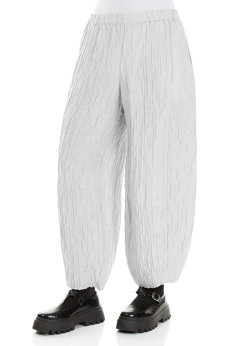 Taper Pearl Grey Crinkled Trousers 3