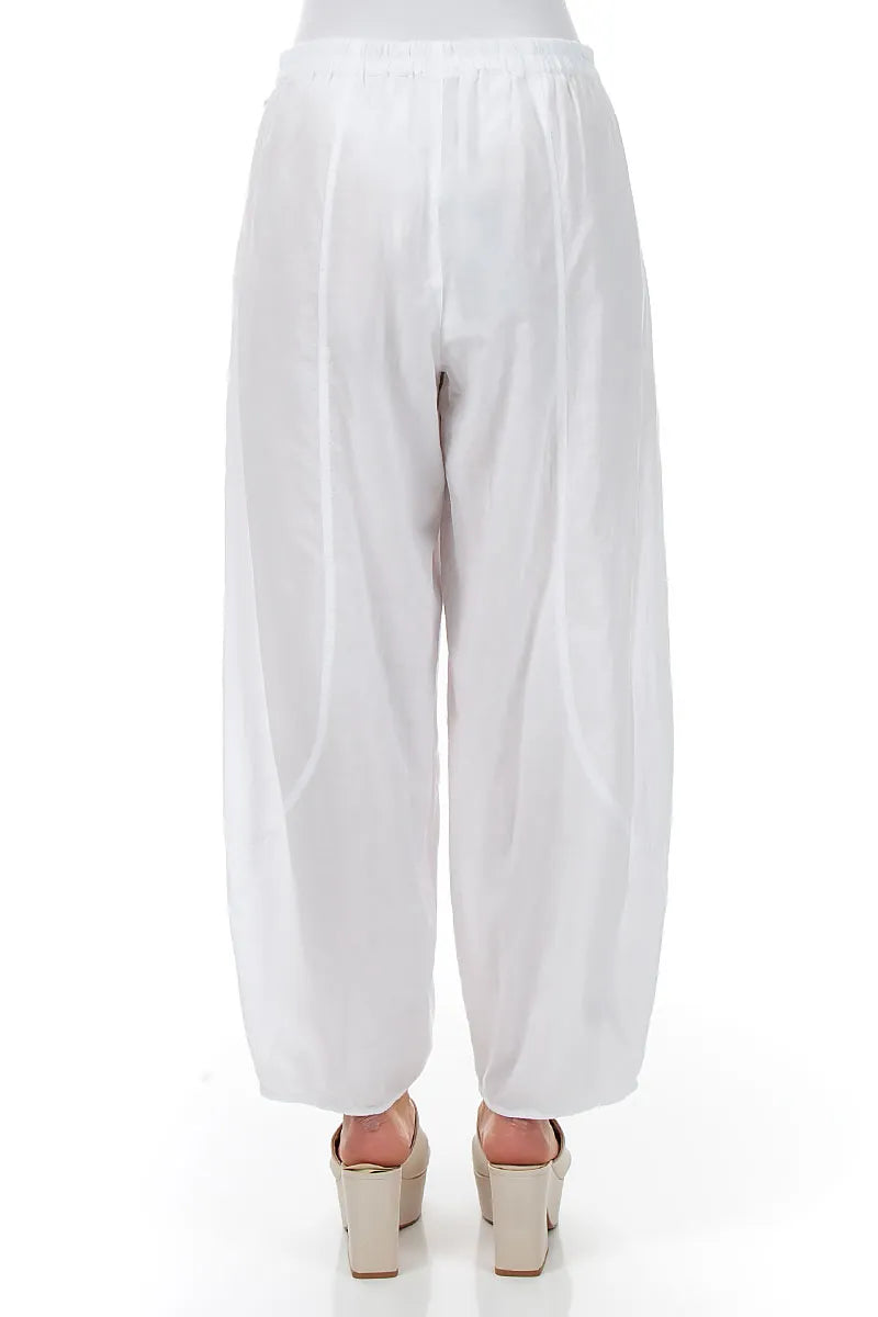 Taper White Cotton Trousers 2