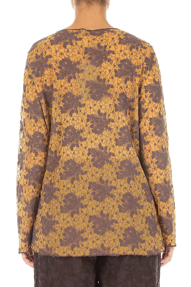 Truffle Brown Floral Cotton Lace Blouse 2