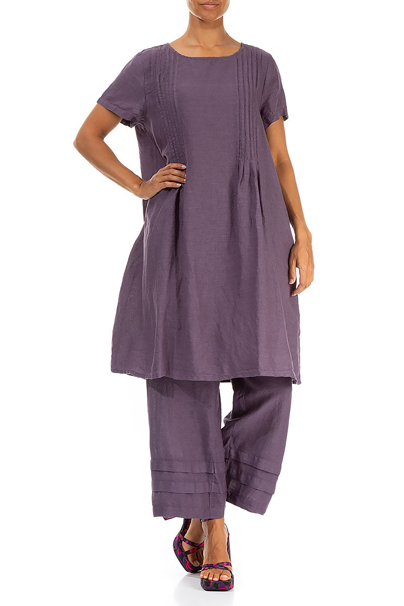 Tuck Ends Amethyst Linen Trousers 4