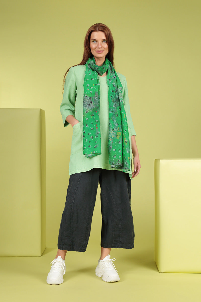 Twin Pockets Green Sorbet Linen Tunic 6
