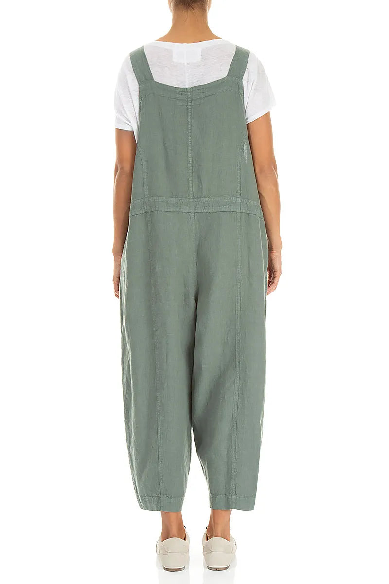 Two Pockets Sage Linen Jumpsuit 2