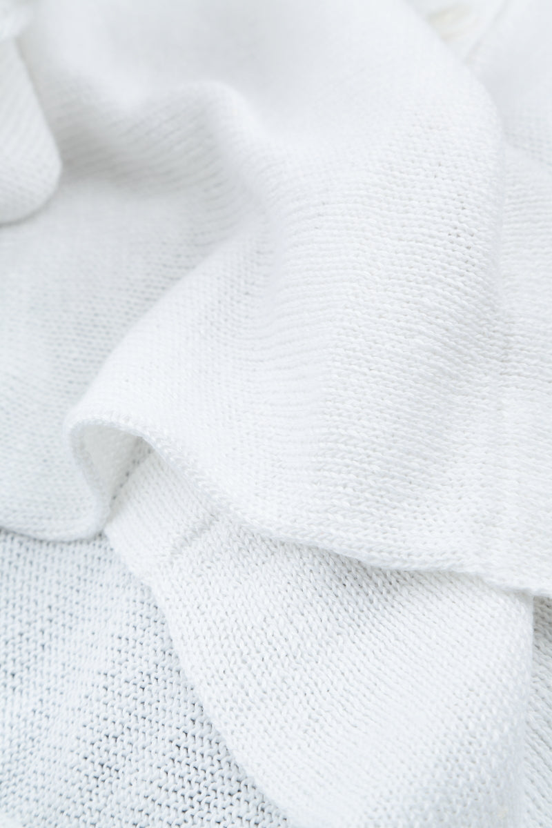Two Pockets White Linen Cardigan 5