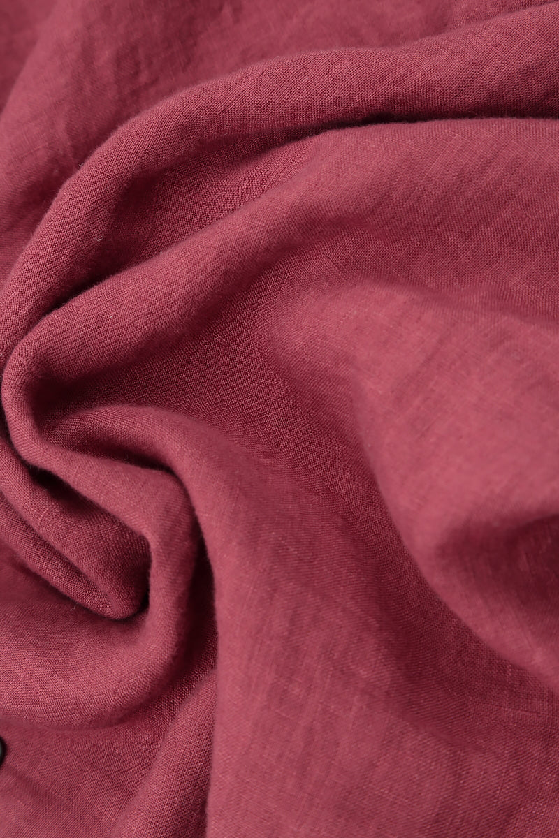 V-Neck Antique Ruby Pintuck Linen Dress 6