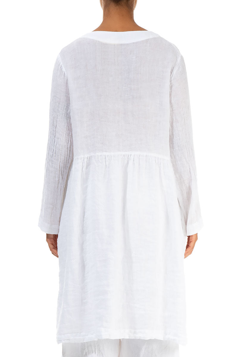 V-Neck White Gauze Linen Jacket 2